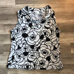 Black & White Cowl Neck Sleeveless Blouse Sz L